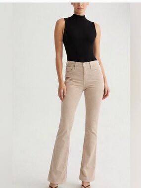 AG Jeans Farrah Velvet High Rise Bootcut Jeans Tan Size 27x32